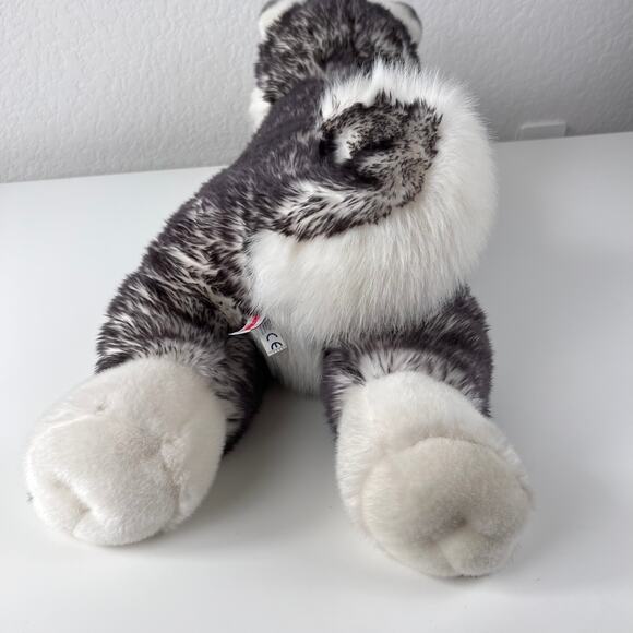 Vintage Aurora Super Flopsies Mush 28" Husky Dog Gray Plush Blue Eyes 2008 Jumbo - Picture 6 of 13